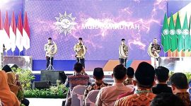 Presiden Prabowo Subianto secara resmi membuka Sidang Tanwir dan Resepsi Milad ke-112 Muhammadiyah yang digelar di Universitas Muhammadiyah Kupang, Provinsi Nusa Tenggara Timur (NTT), pada Rabu, 4 Desember 2024. Foto: BPMI Setpres