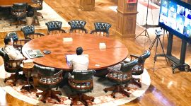 Presiden Prabowo Pimpin rapat terbatas Virtual bahas strategi nasional penguatan industri pertahanan dan kemandirian teknologi..