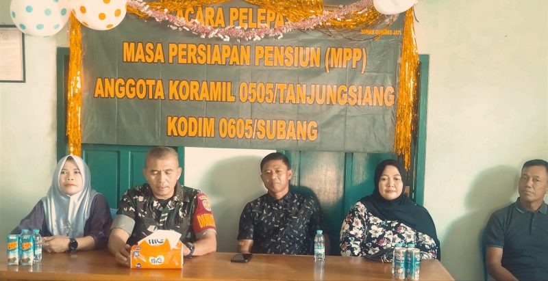 Danramil 0505/Tj.Siang Kapten Inf Wahyudin menyampaikan sambutan hangat dan apresiasi atas dedikasi dan loyalitas anggota yang akan purna tugas.