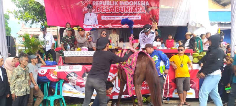 Kepala Desa Buniara Endang mengucapkan terima kasih kepada seluruh masyarakat desa yang telah berpartisipasi dalam acara memeriahkan HUT RI ke-80.