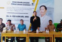 Anggota DPRD Jawa Barat, dari Partai Golongan Karya (Golkar) Dr. Ir. Edi Askari, M.M., melakukan sosialisasi Perda No 4/2018 tentang Perlindungan dan Pemberdayaan Petani. 