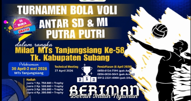 Sambut Milad ke-58, MTs Tanjungsiang Adakan Kompetisi Voli Tingkat SD/MI Se-kabupaten Subang. 