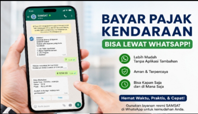 Bapenda memperluas kanal pembayaran pajak kendaraan bermotor dengan menghadirkan layanan digital berbasis chatbot WhatsApp serta integrasi e-Samsat dalam aplikasi DIGI by Bank BJB.
